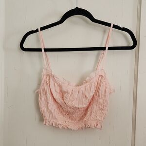 Verge Girl Light Pink Ruffled Crop Top